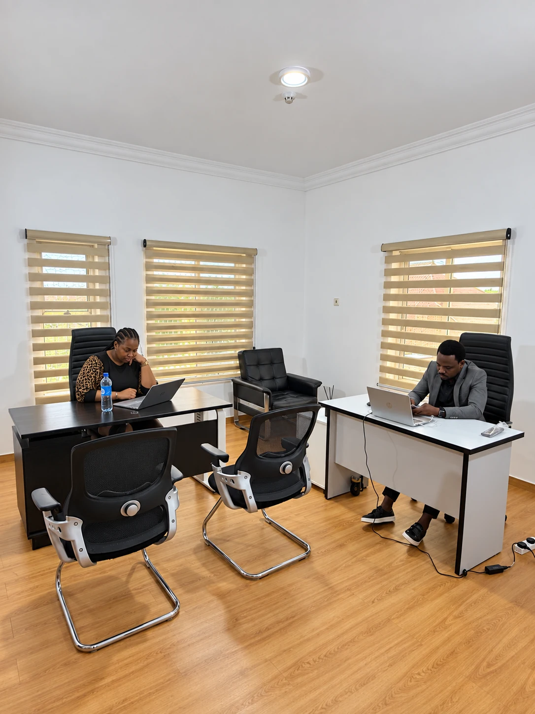 Team collaboration in an office meeting room